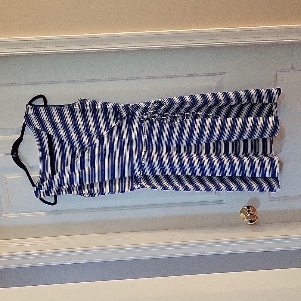 Talbots royal blue and white stripe fit and flare petite small